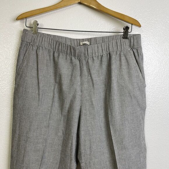 Eileen Fisher Organic Linen Tapered Pants Womens Multi Striped Crop Size Large - Picture 3 of 8